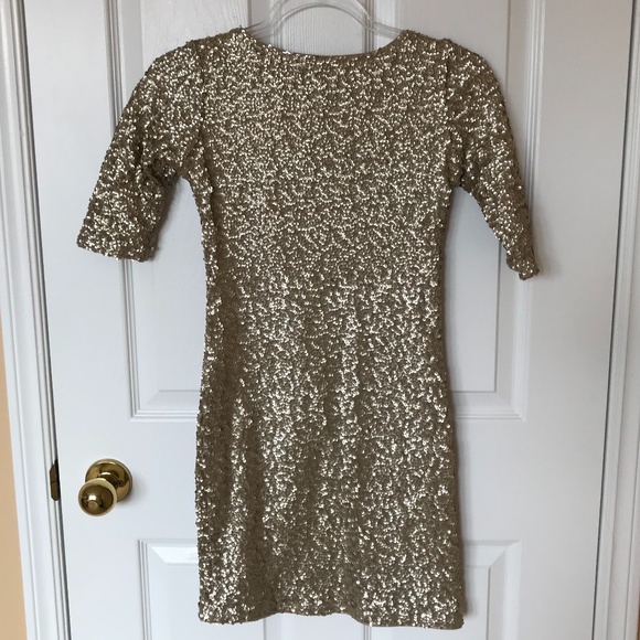 ABERCROMBIE & FITCH Gold Sequin Bodycon Dress XS - Picture 4 of 8